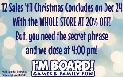 12 Sales ’til Christmas for Tuesday, Dec 24 features the WHOLE STORE at 20% off!